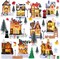 Set Led Lighted Mini Xmas Village Houses Winter Village Accessories Holiday Village Collection Kit for Christmas Village Desktop Table Decoration